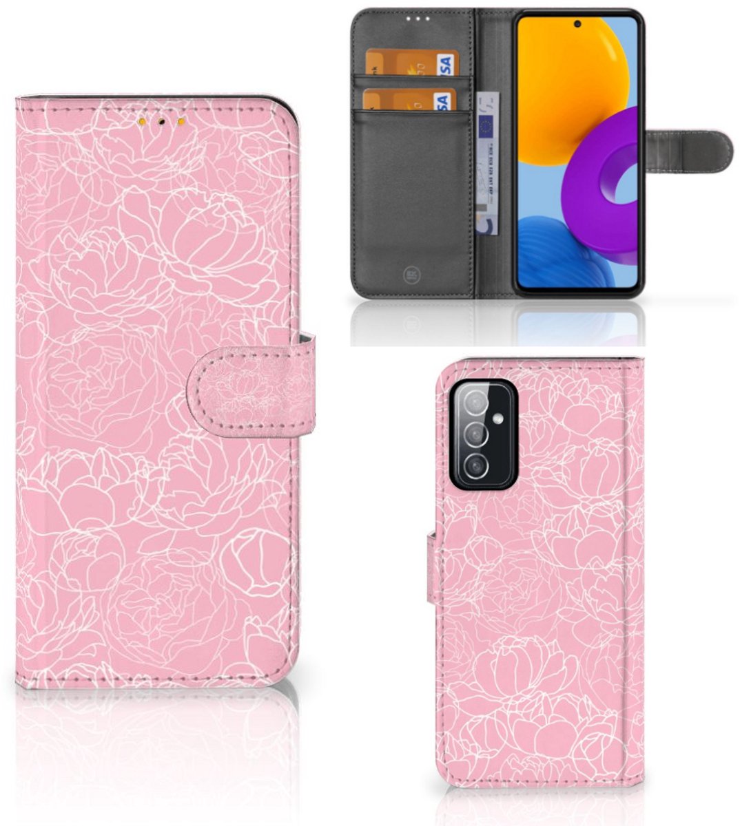 Samsung Galaxy M52 Hoesje White Flowers