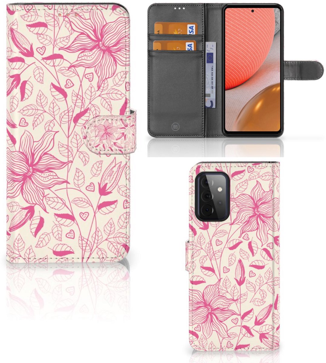 Samsung Galaxy A72 Hoesje Pink Flowers