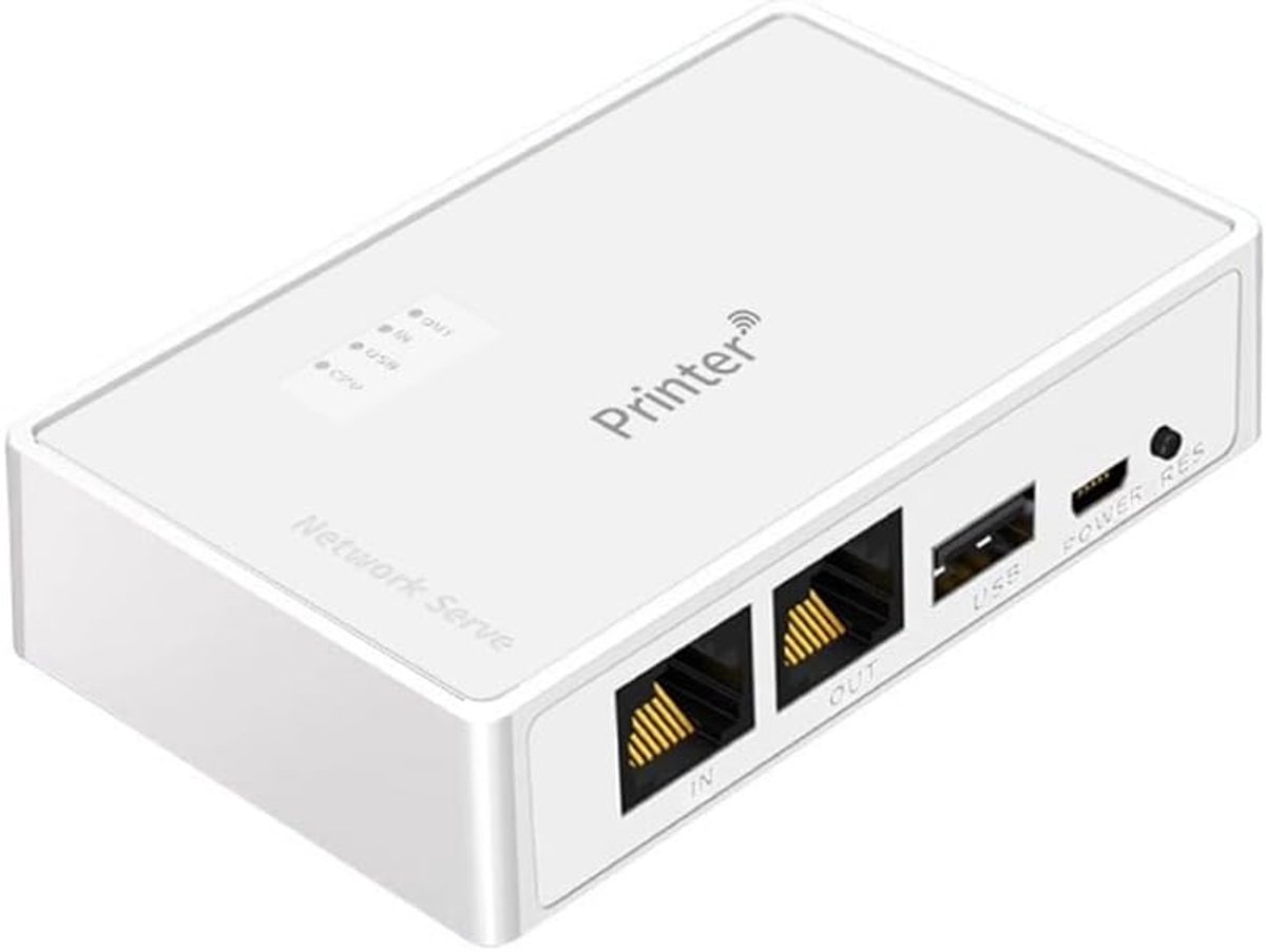 Printer Delen Apparaat - Netwerk Print Server - Efficiënt Kantoor - Hoge Snelheid USB 2.0 - 10/100Mbps RJ45 - Wit