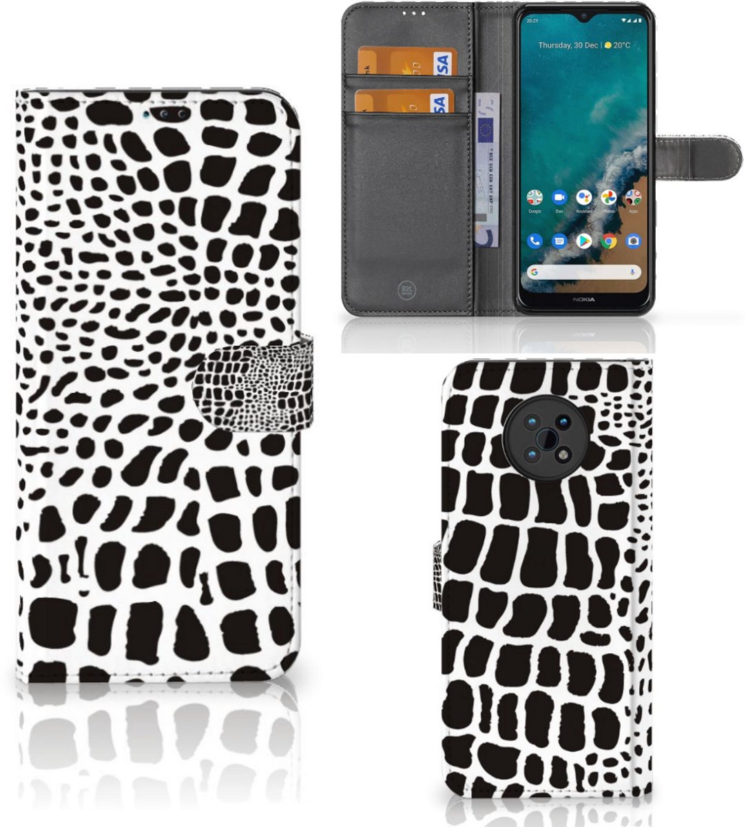 Nokia G50 Telefoonhoesje met Pasjes Slangenprint