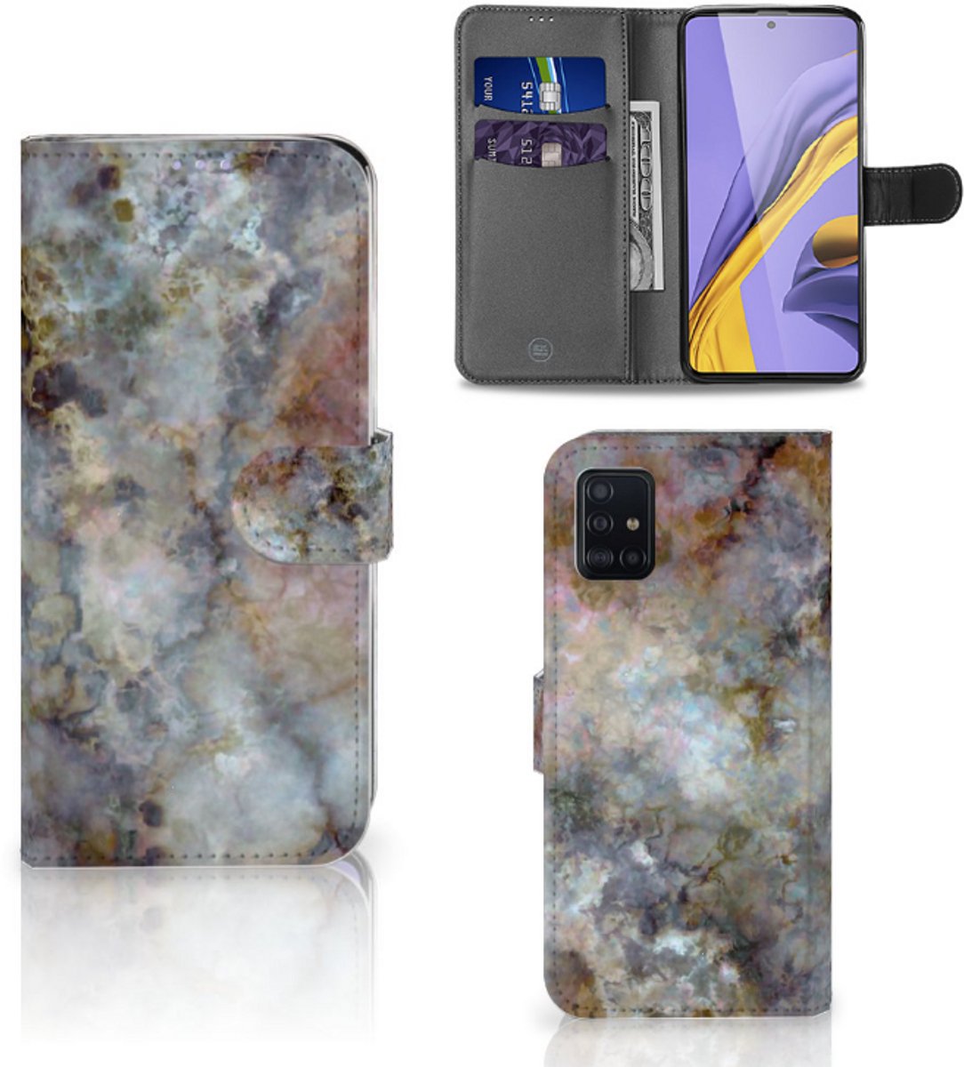 Samsung Galaxy A51 Bookcase Marmer Grijs