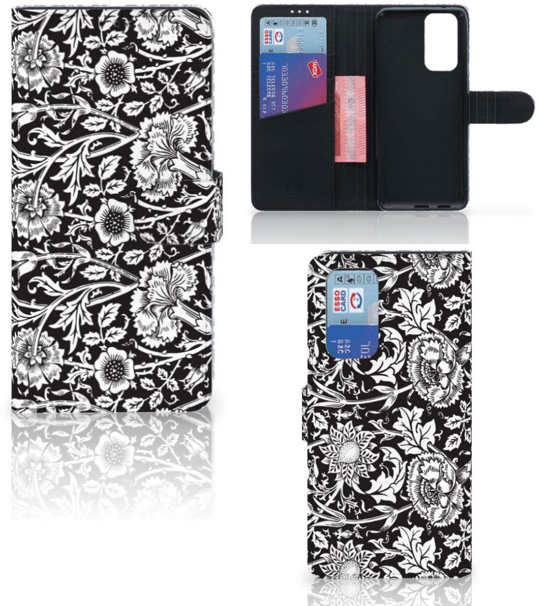 OnePlus 9 Pro Hoesje Black Flowers