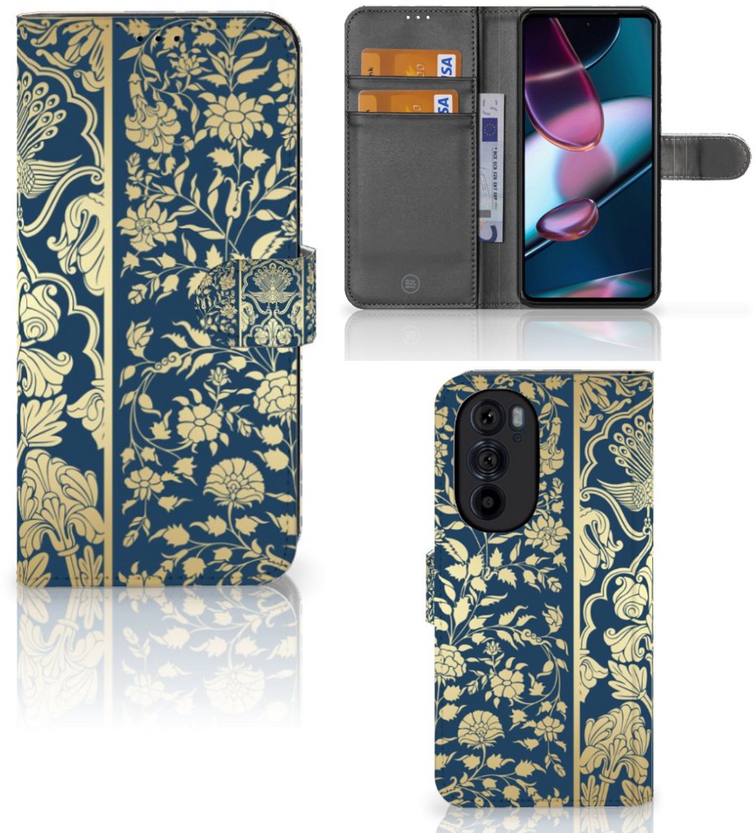 Book Case voor Motorola Edge 30 Pro Hoesje Beige Flowers