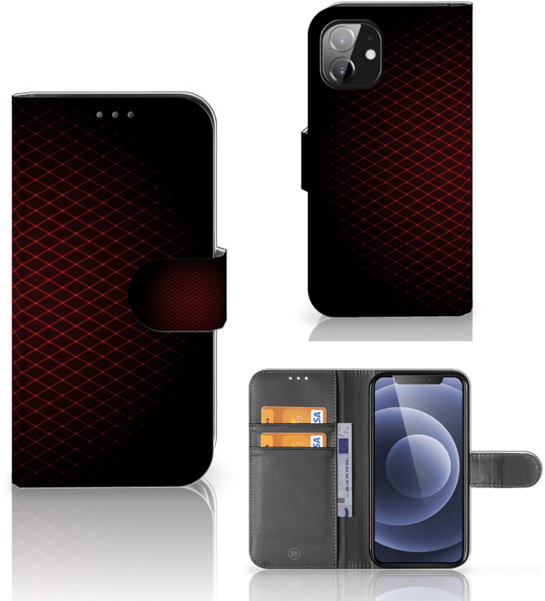 Apple iPhone 12 Mini Telefoon Hoesje Geruit Rood