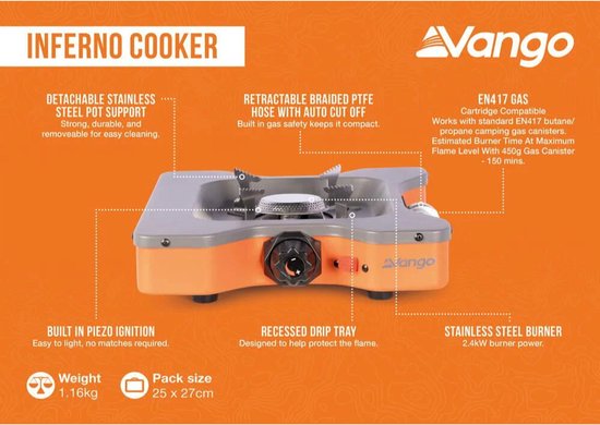Vango Inferno gas kooktoestel 1 size orange van Vango — afbeelding 5