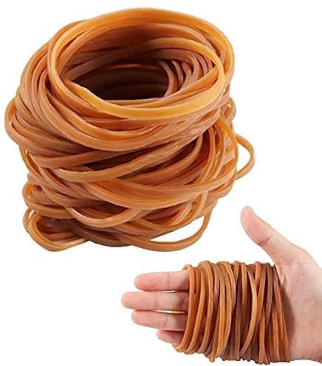 Cosensi - Dikke Elastische Bands - 150 Stuks - Sterk en Stretchable - Geel - Rubber Bands voor Kantoor en Thuis - Geschikt voor School - 3.7 Inch