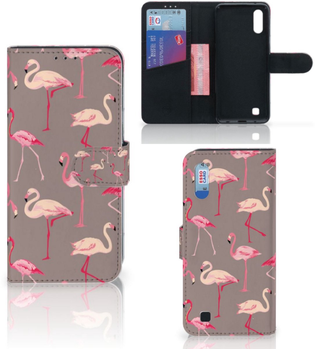 Samsung Galaxy M10 Telefoonhoesje met Pasjes Flamingo