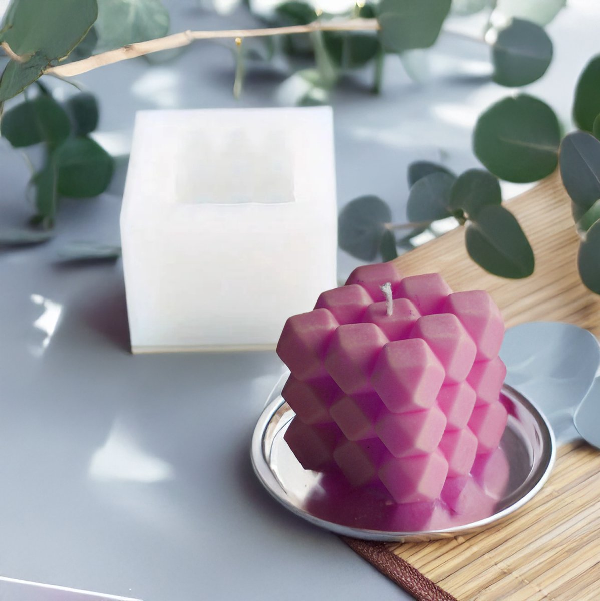 Mech-Mech Diamond Cube Serie - Siliconen Mal voor Kaarsen - Unieke Vorm - Herbruikbaar - Modern Design