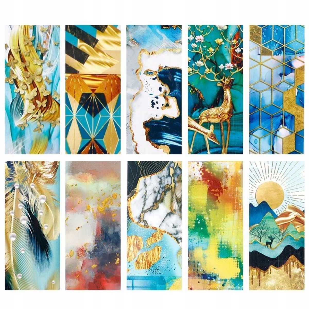 Frezarkowo - Folie Transfer Set - 10cm x 4cm - Jeleń, Marmur, Pióro