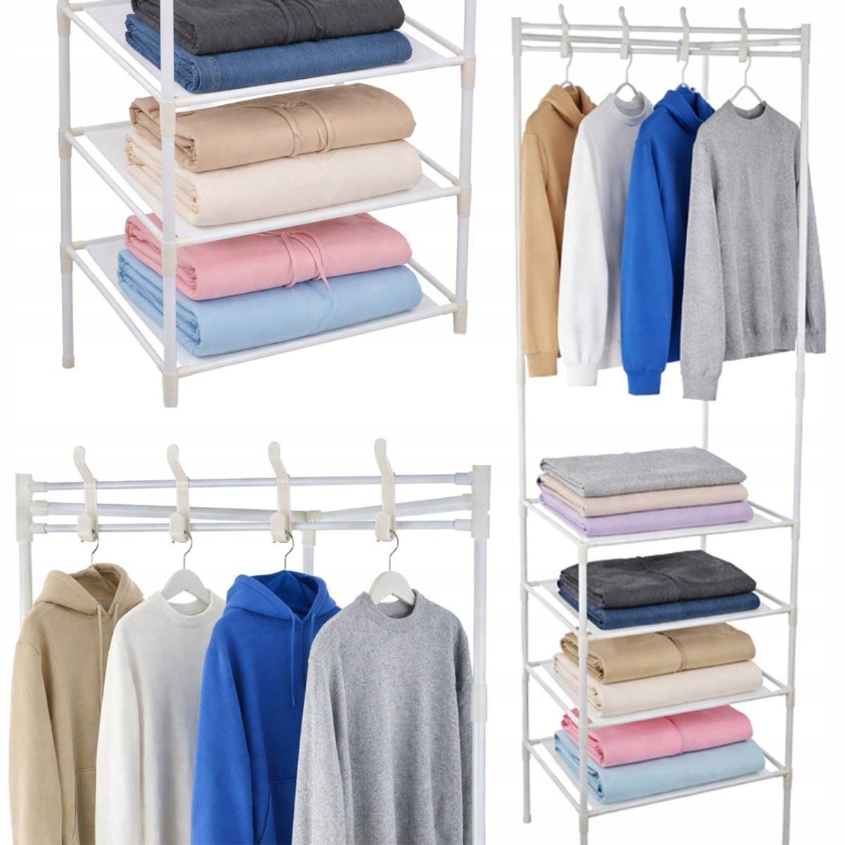 Verk Group - Kapstokhoek - Metalen Garderobe - 174cm x 42cm - Wit