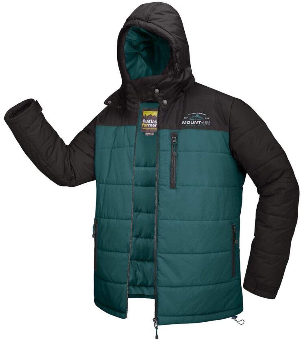 ATLAS FOR MEN - Tweekleurige, gewatteerde jas met capuchon Adventure - Heren - Verkrijgbaar in grote maten - 5XL