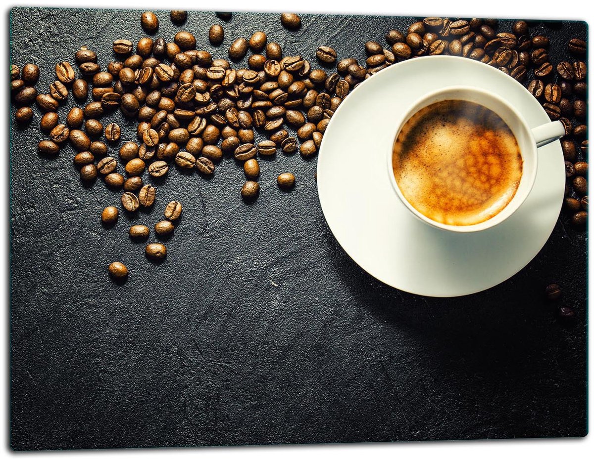 TMK ArtDeko - Glas Snijplank - 52x40 cm - Koffie Design - Voor Inductie