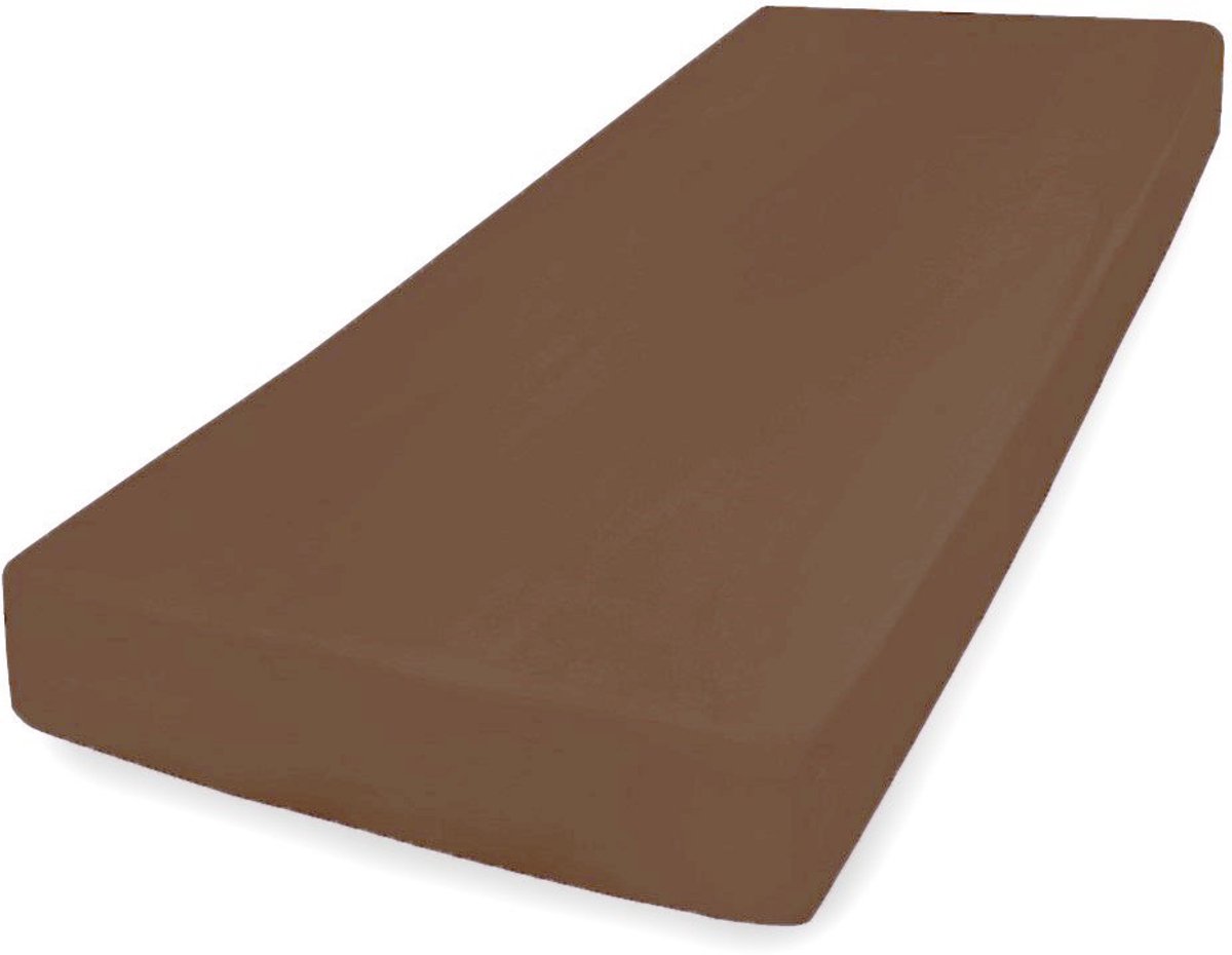 Matex Jersey Hoeslaken Premium 160x200cm - Zacht Katoen, Bruin