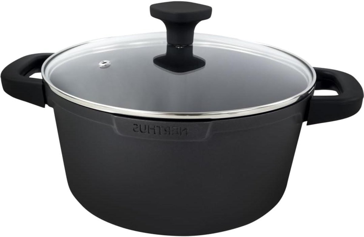 Gietaluminium Kookpan - Soeppan Hoge Pan - Gelijkmatig Koken - Quantanium Antiaanbaklaag - 45 Liter - Zwart