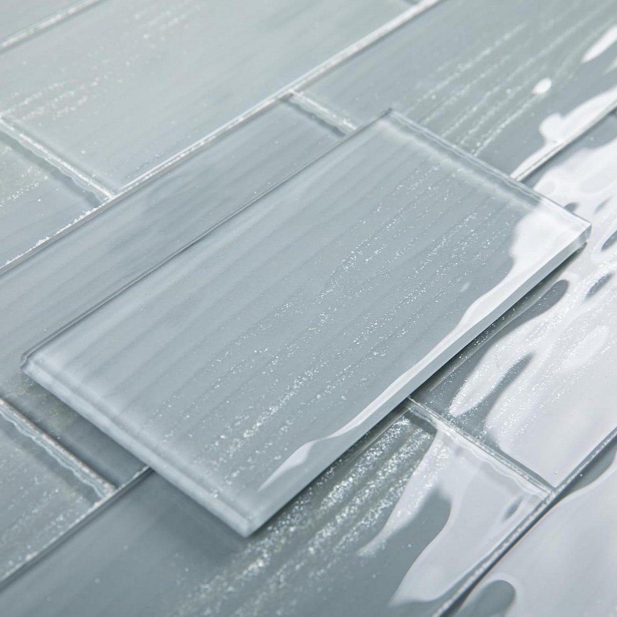 Glazen Metro Tegels - Keuken Tegels Wand - Wand Decoratie - Gladde Glas Oppervlakte - 32 Stuks 4m² - Grijs Parel