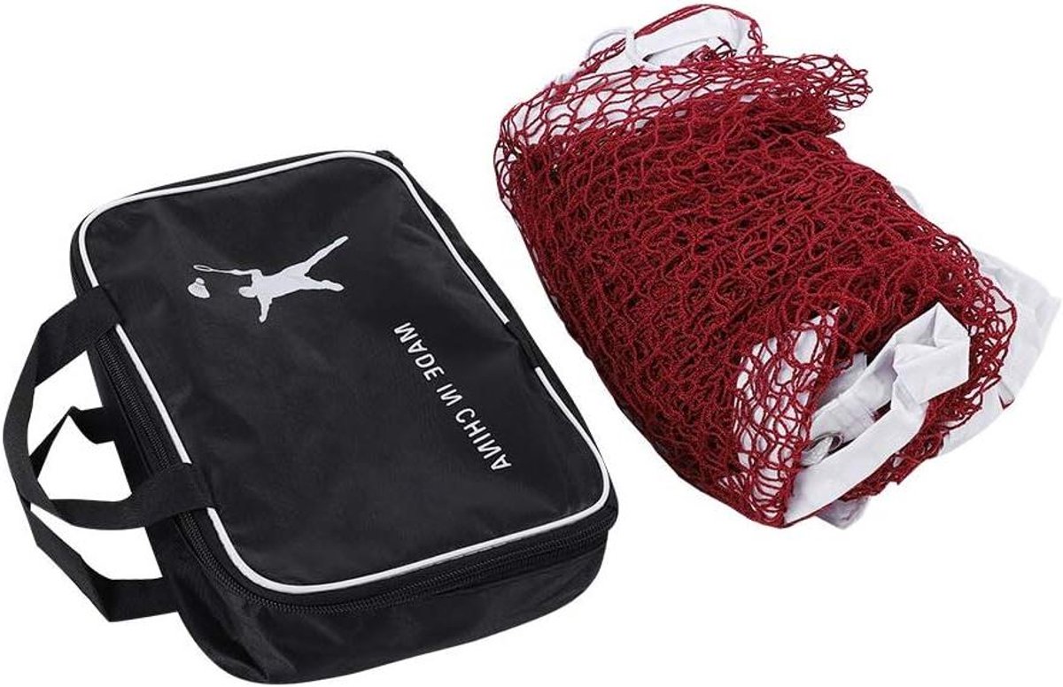 Badminton Net - Sport Net - Badminton Spelen - Passend Netgat - 610 x 76 cm - Wit Rood