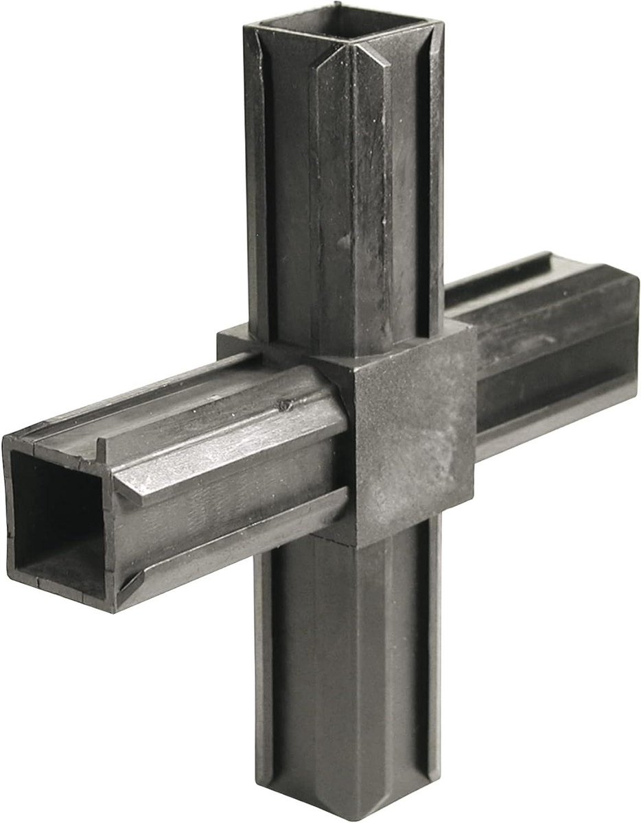 Buisverbinder Kruisstuk - Frame Connector - Frame Constructies Maken - XD Systeem - 20 x 20 x 15 mm - Zwart