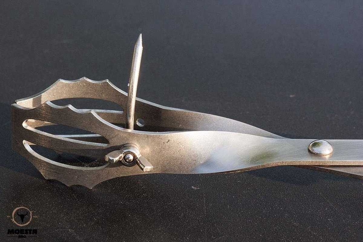 Vleesnaald - Steaknaald Tang - Vlees Omdraaien - Modulaire Bevestiging - 1 Aantal - Zilver