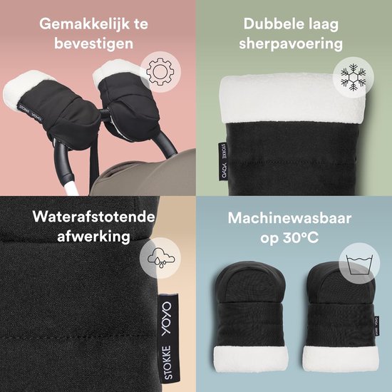 Wanten Kinderwagen - Moffen Kinderwagen - Warmte Bieden - Waterafstotende Stof - Universeel - Zwart — afbeelding 4