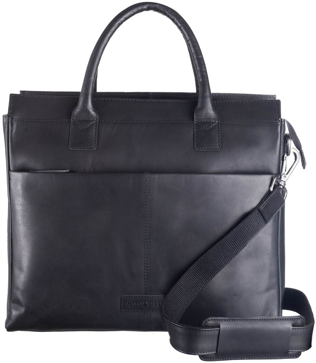 GREENBURRY Leren business tas laptoptas met laptopvak Fiorentina Business Bag Black zwart