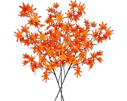 ROLLWAY 6/3 Herfstbladeren Decoratieve Kunstplanten voor Esteno Binnen Esdoornblad (Oranje, 90 cm)