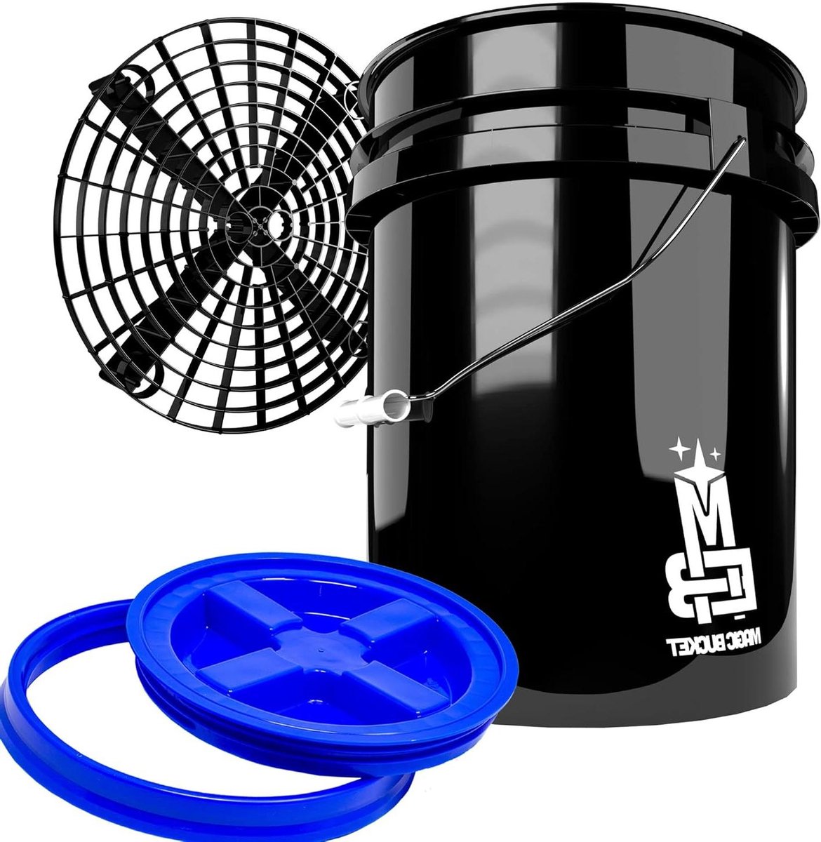 Wasemmer set - Autowas emmer - Krasvrij auto wassen - Met vuilvangst deksel - 20 liter - Blauw en zwart