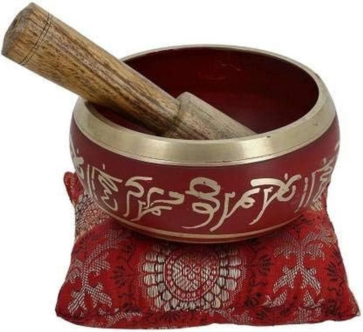 Tibetaanse Klankschaal - Meditatiekom Zingen - Diepe Meditatie - Handgeschilderd Design - 4 Inch Diameter - Rood
