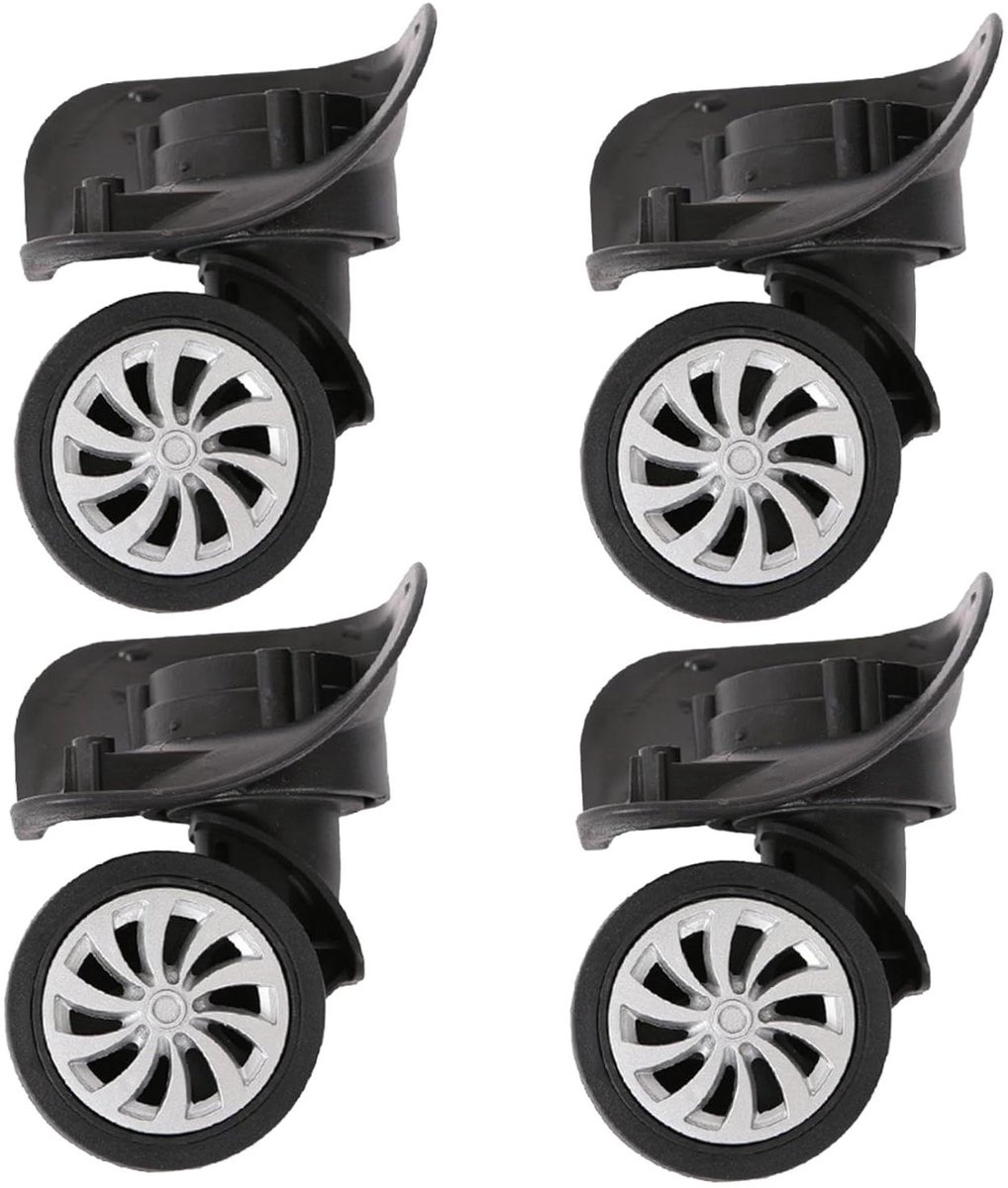 Bagage Wielen Vervanging - Kofferwielen Trolley - Reizen Verbeteren - 360 Graden Rotatie - 4 Stuks - Zwart