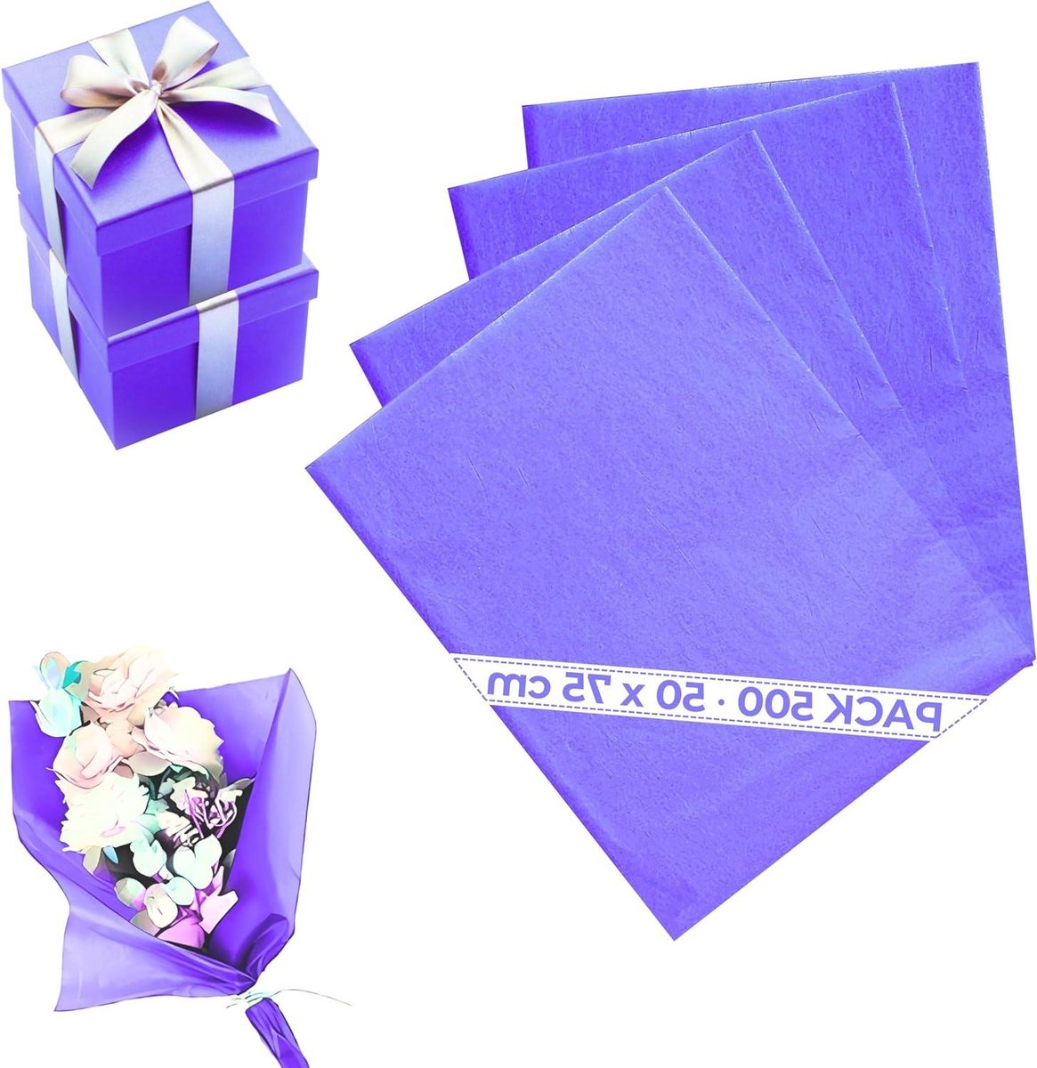 Zijdepapier Orchidee - Tissuepapier Knutselpapier - Cadeaus Verpakken - Veelzijdig Knutselmateriaal - 50 x 75 cm - Paars
