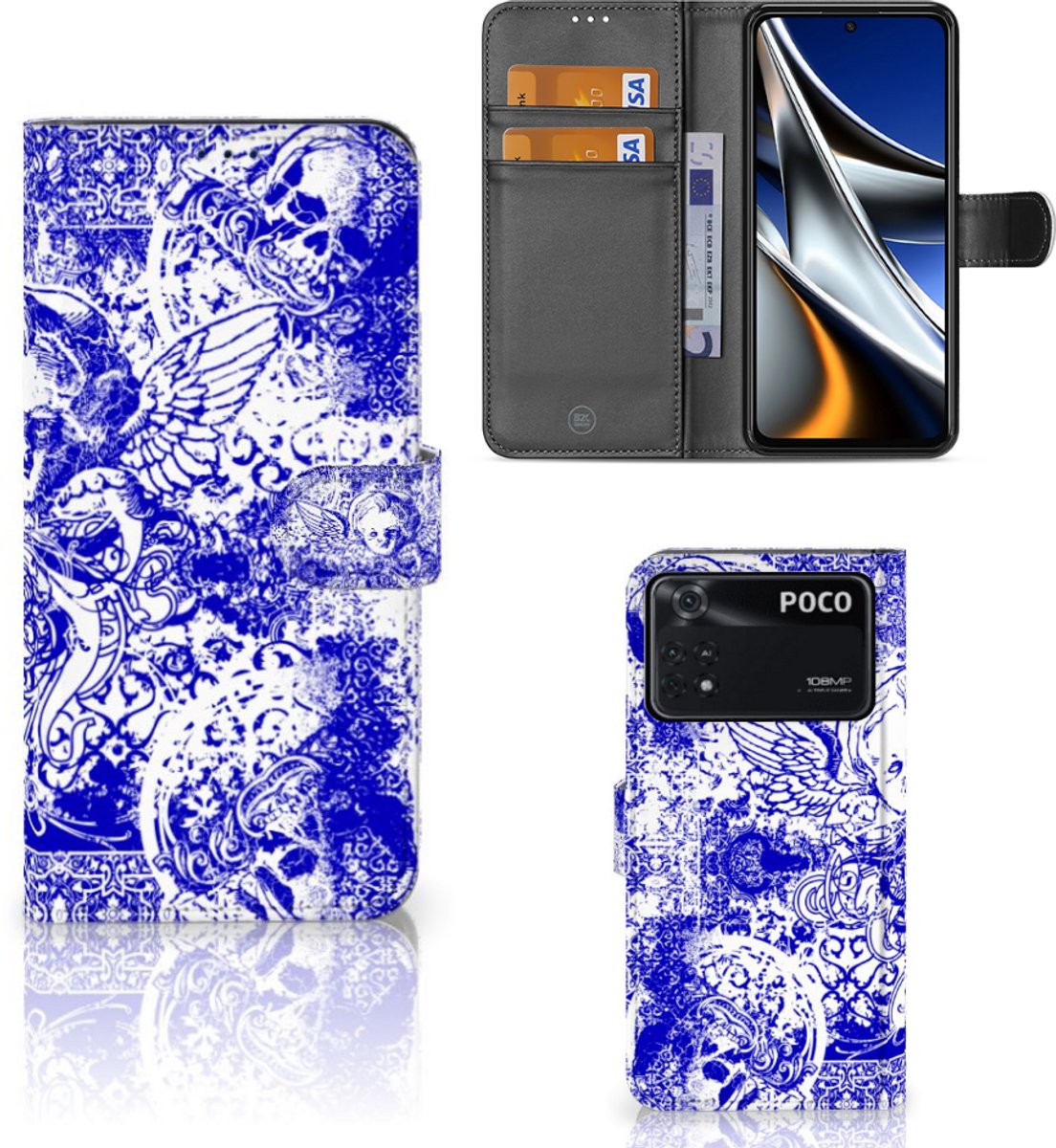 Telefoonhoesje met Naam Xiaomi Poco X4 Pro 5G Angel Skull Blauw