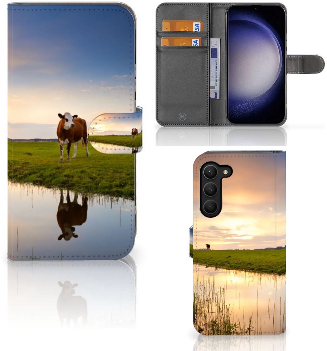 Samsung Galaxy S23 Plus Telefoonhoesje met Pasjes Koe