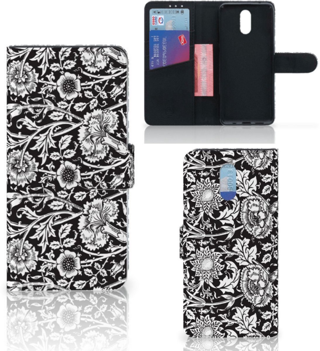 Nokia 2.3 Hoesje Black Flowers
