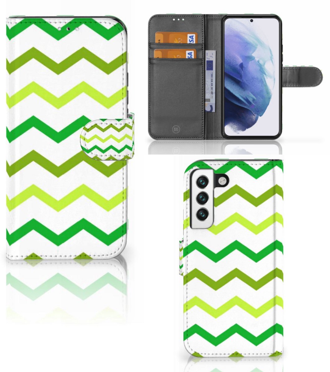 Samsung Galaxy S22 Telefoon Hoesje Zigzag Groen