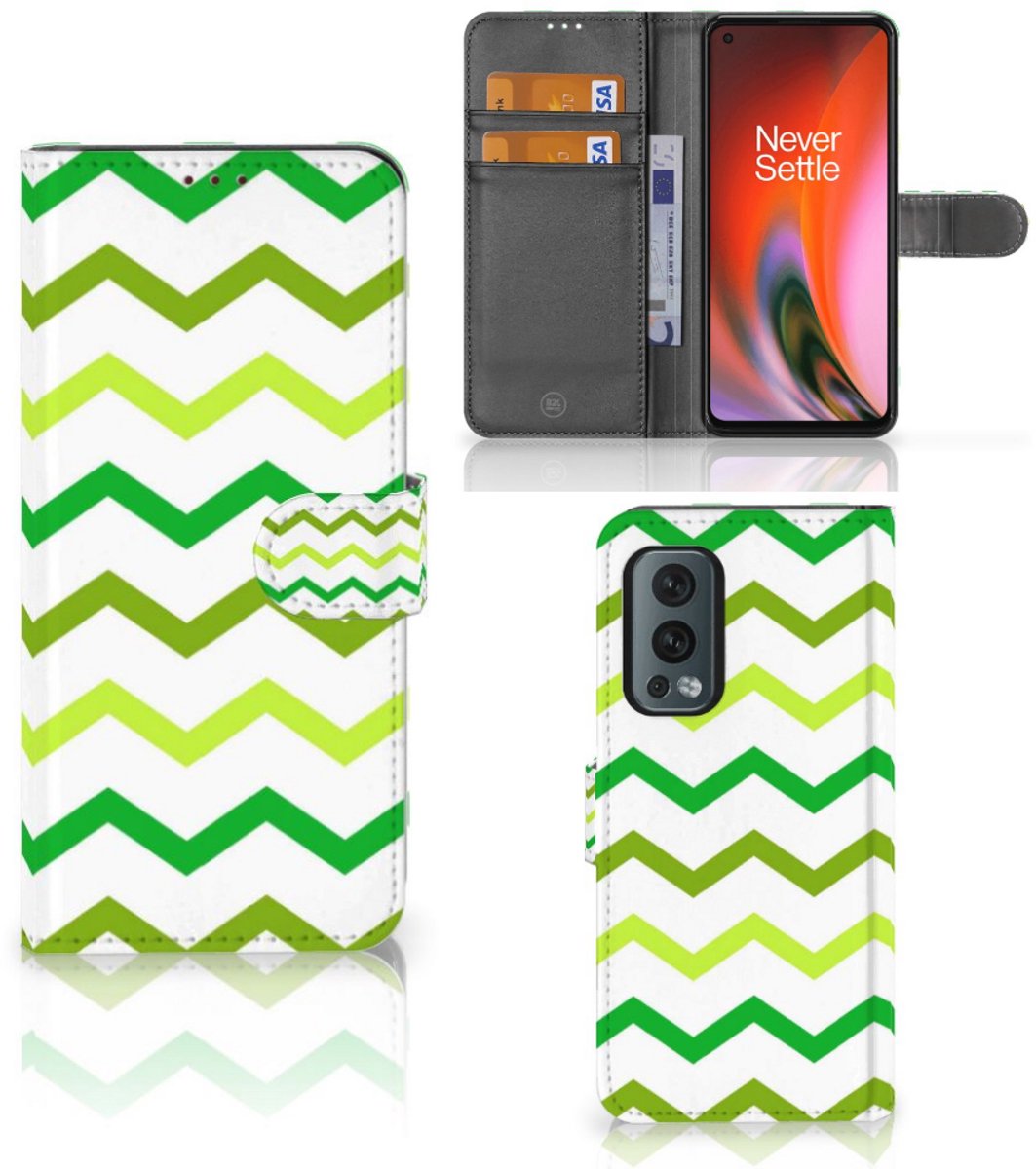 OnePlus Nord 2 5G Telefoon Hoesje Zigzag Groen