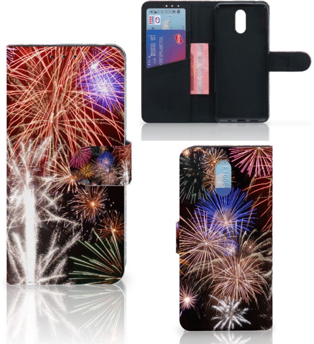 Nokia 2.3 Wallet Case met Pasjes Vuurwerk