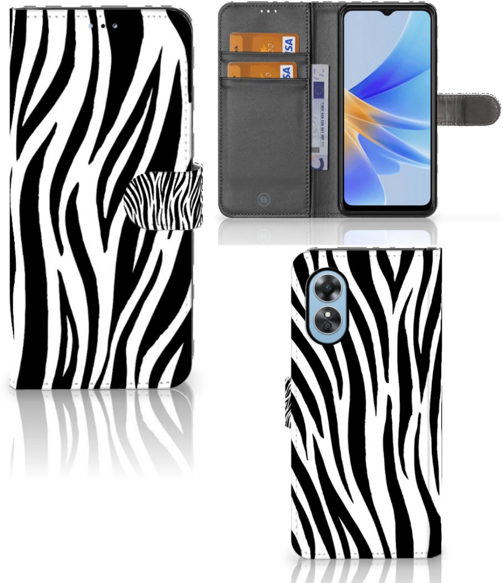 OPPO A17 Telefoonhoesje met Pasjes Zebra