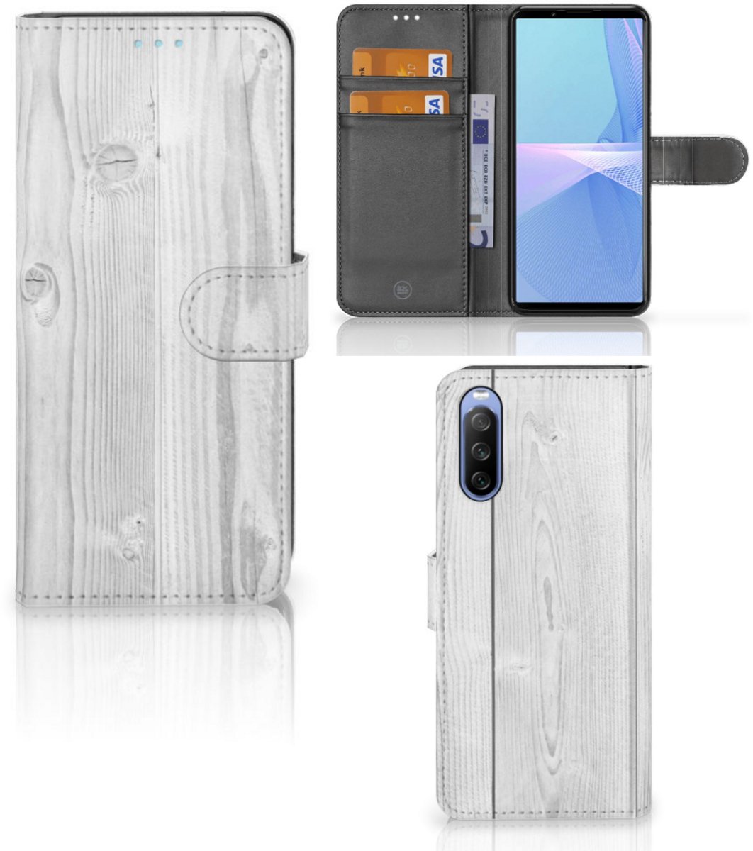 Book Case voor Sony Xperia 10 III Book Style Case White Wood