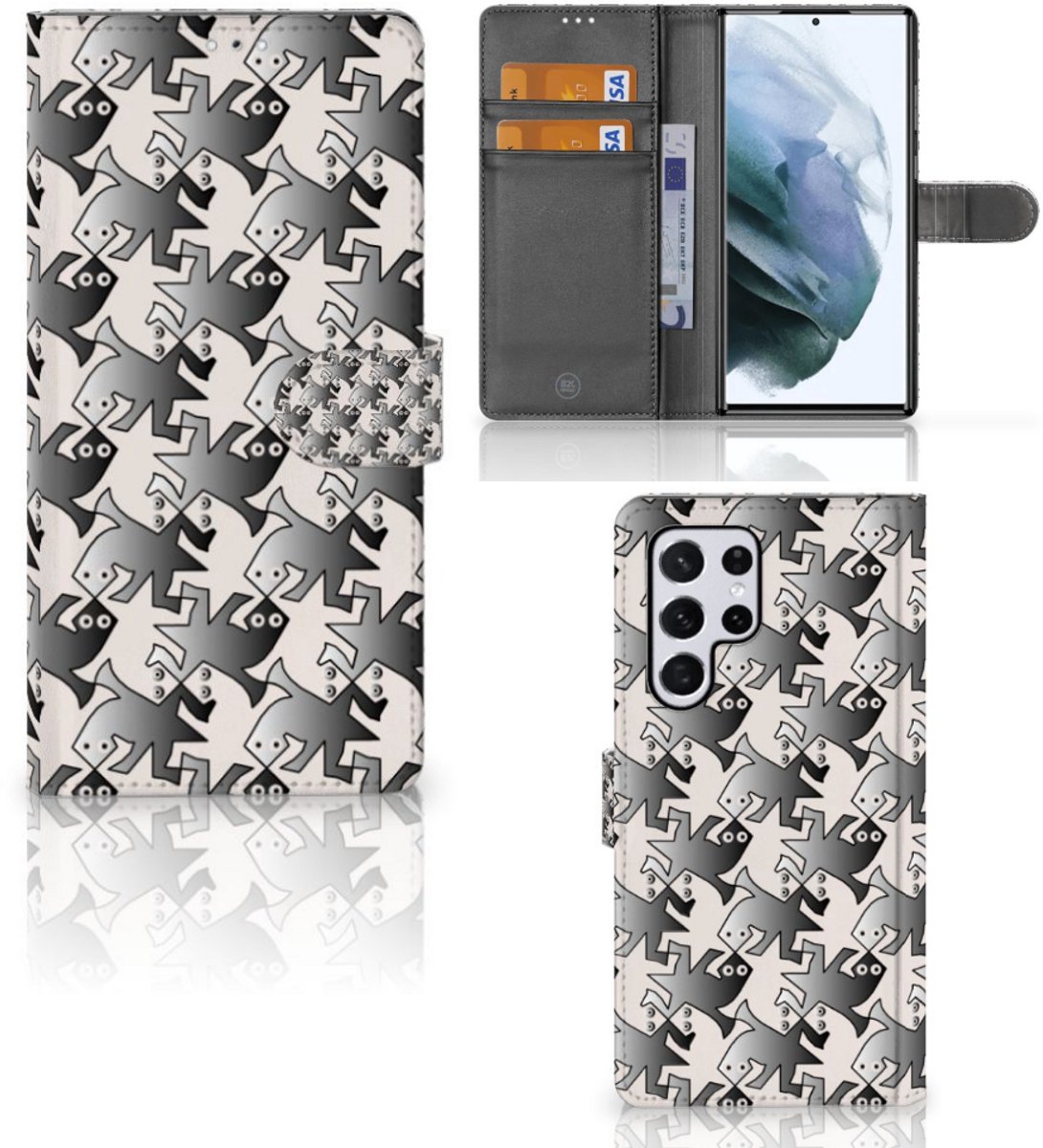 Samsung Galaxy S22 Ultra Telefoonhoesje met Pasjes Salamander Grey