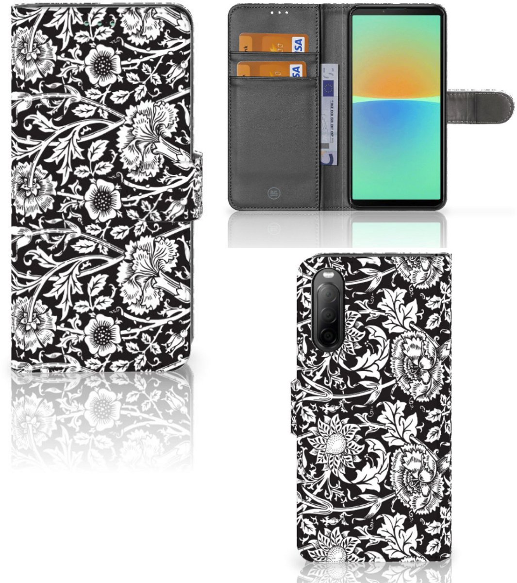 Sony Xperia 10 IV Hoesje Black Flowers