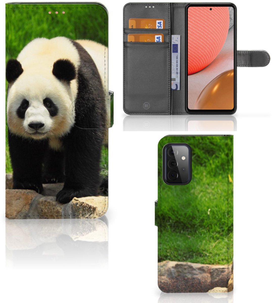 Samsung Galaxy A72 Telefoonhoesje met Pasjes Panda