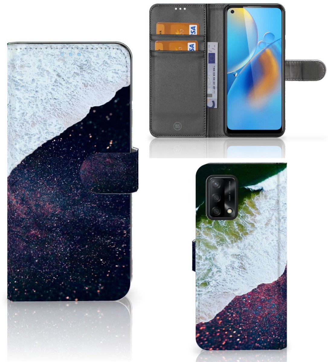 OPPO A74 4G Book Case Sea in Space