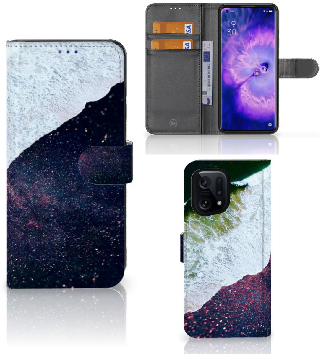 OPPO Find X5 Book Case Sea in Space