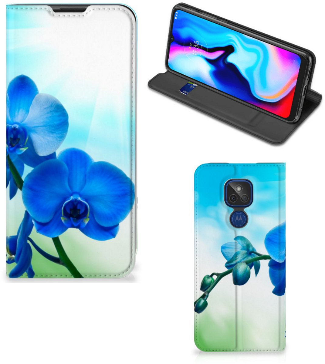 Motorola Moto G9 Play Smart Cover Orchidee Blauw - Cadeau voor je Moeder