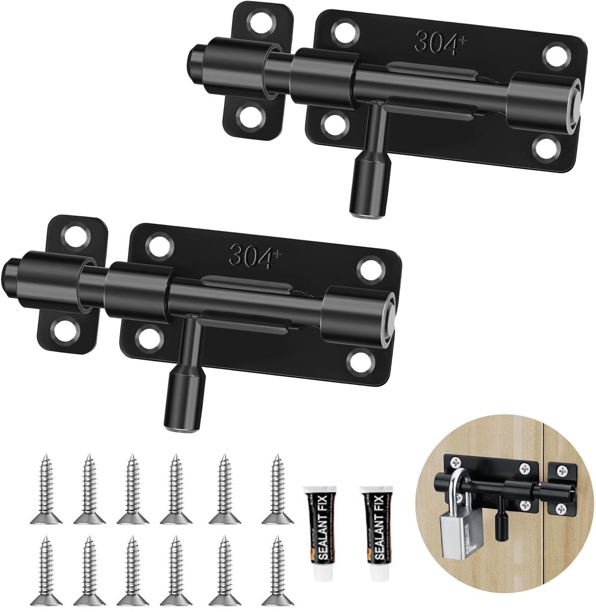 Cosensi - Deur Latch - Beveiliging - Elegant Ontwerp - Zwart - Sluitingen voor Tuin en Huis - Geschikt voor Poorten en Vensters