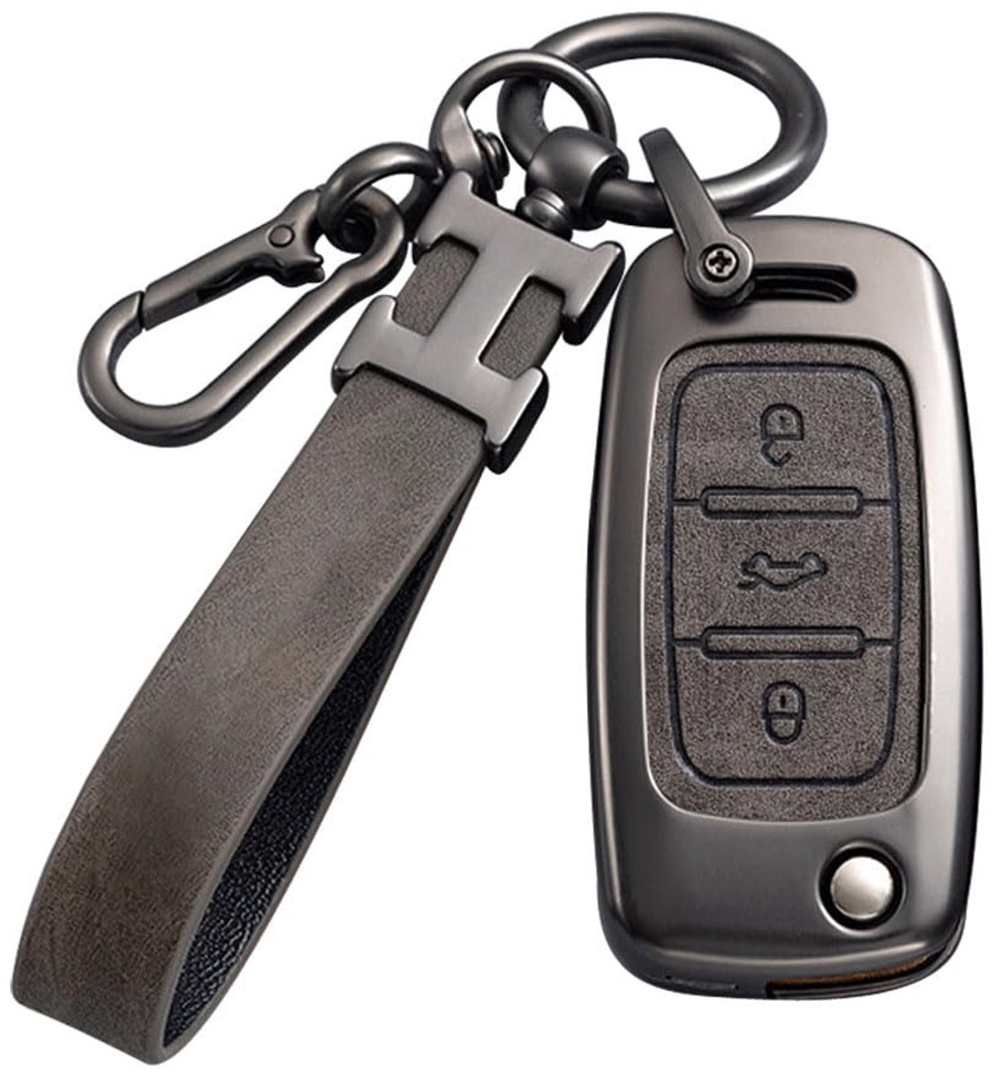 Allecto - - Sleutelhanger - Auto Sleutel Cover - Zink Legering - Grijs - Sleutelbescherming - Geschikt voor VW modellen - Geschikt voor Polo Golf Pas.
