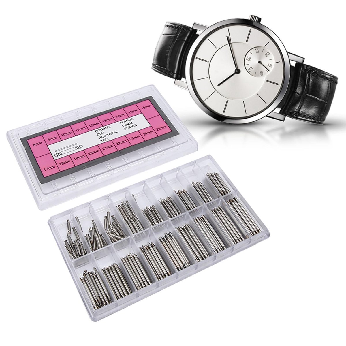 Cosensi - Professionele horloge reparatieset - 270pcs - Inclusief diverse lengtes - Metaal - Voor horloge onderhoud - Ideaal voor horlogemakers - G...
