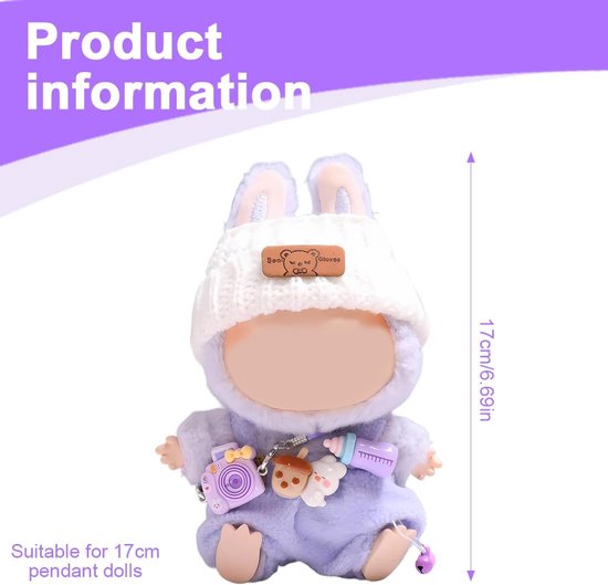 17 cm poppenkleding, poppenaccessoires, poppenkleding voor pluche poppen — afbeelding 5