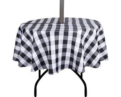 EHouseHome Rond tafelkleed, voor buiten en binnen, 152,4 cm, met parasolgat en rits, waterdichte terraskleden met rits, voor lente/zomer, voor ronde tafels/barbecues/picknick in de achtertuin