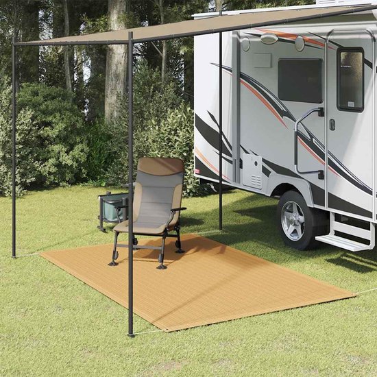 vidaXL Tenttapijt 250x200 cm HDPE zandkleurig, tentkleed, tentmat, tent kleed, tentzeil, tent tapijt, tuintapijt, buitentapijt, tapijt, kleed, mat — afbeelding 2