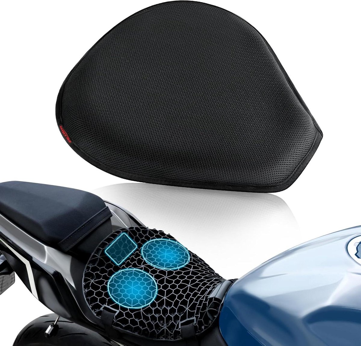 Motorfiets Gel Zitkussen - Motor Zitting - Lange Ritten Comfort - 3D Honingraatstructuur - Large - Zwart